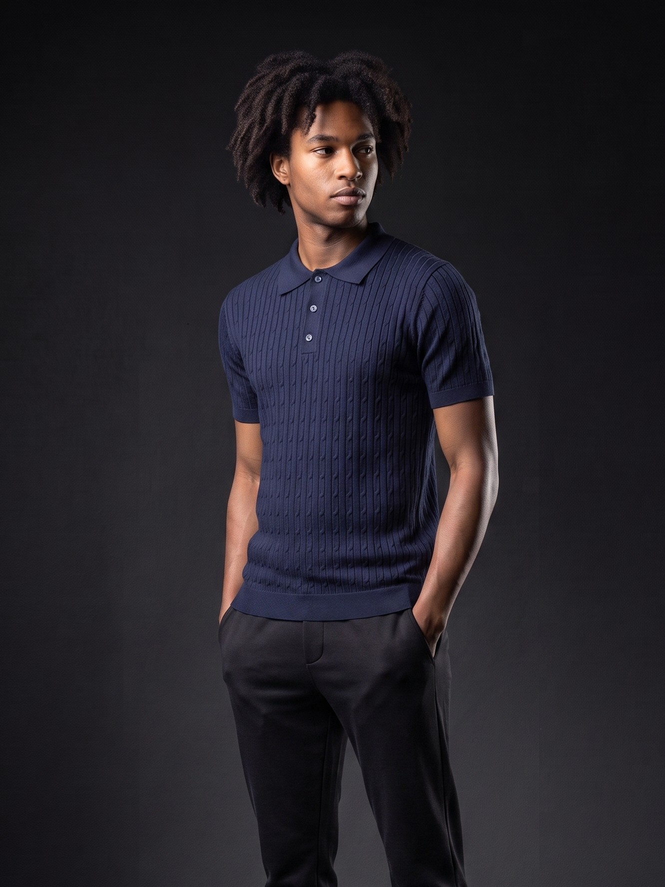 Мъжка поло тениска цвят тъмносиня