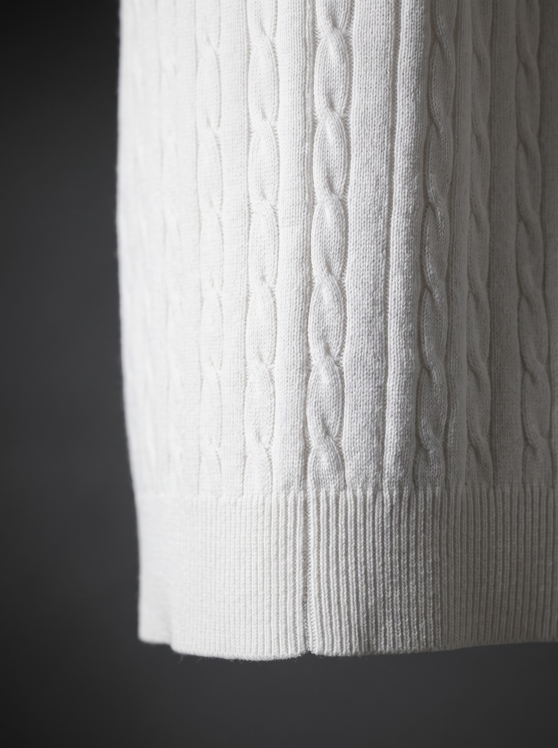 Мъжка тениска с релефна плетка "Cable Knit" – Бяла - Image 6