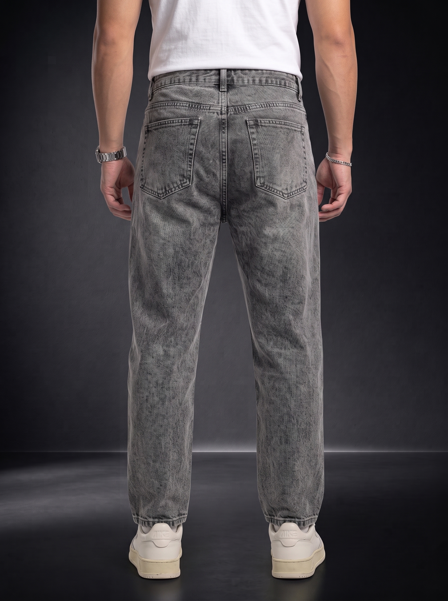 Мъжки свободни дънки Boyfriend Fit – Сив деним - Image 2