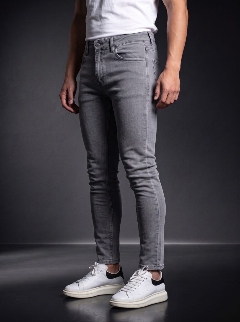 Мъжки изчистени дънки Slim Fit – Сив деним