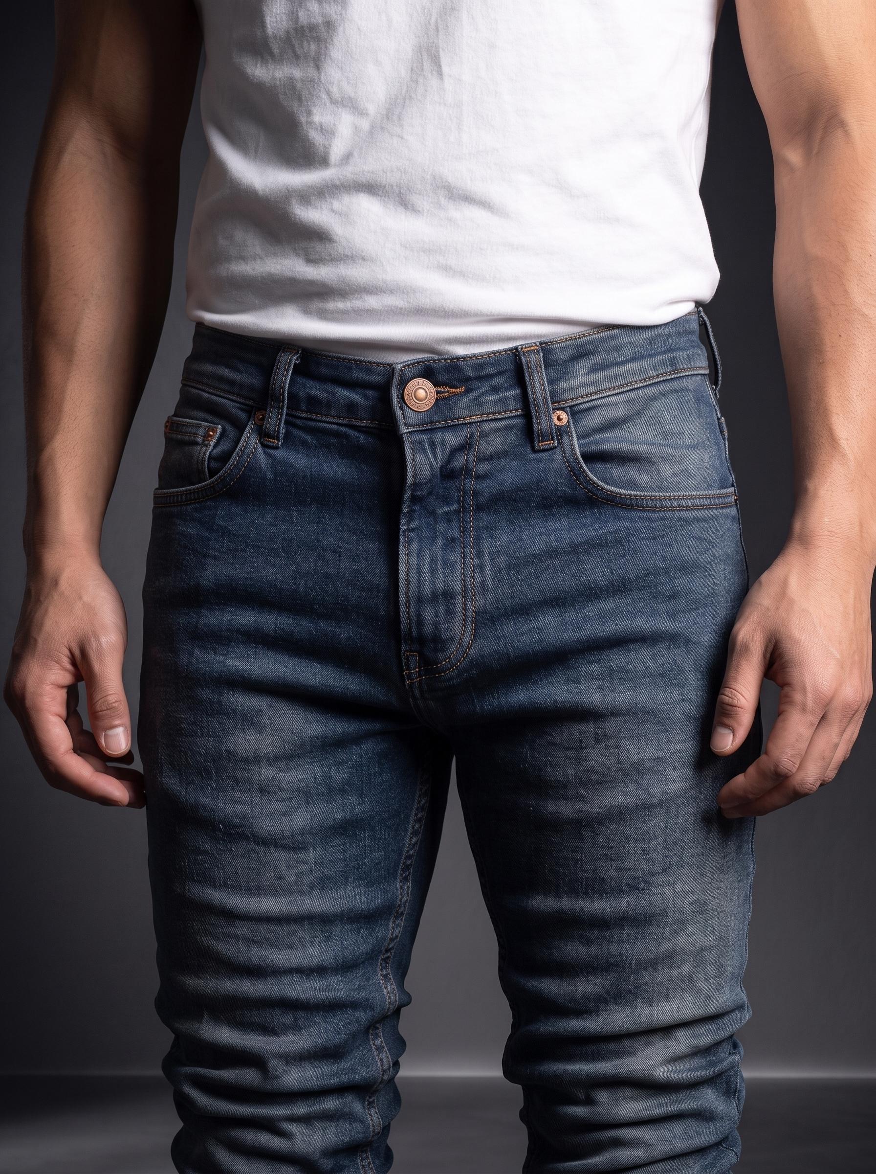 Мъжки дънки Slim Fit – Тъмен деним / Син-сив - Image 2