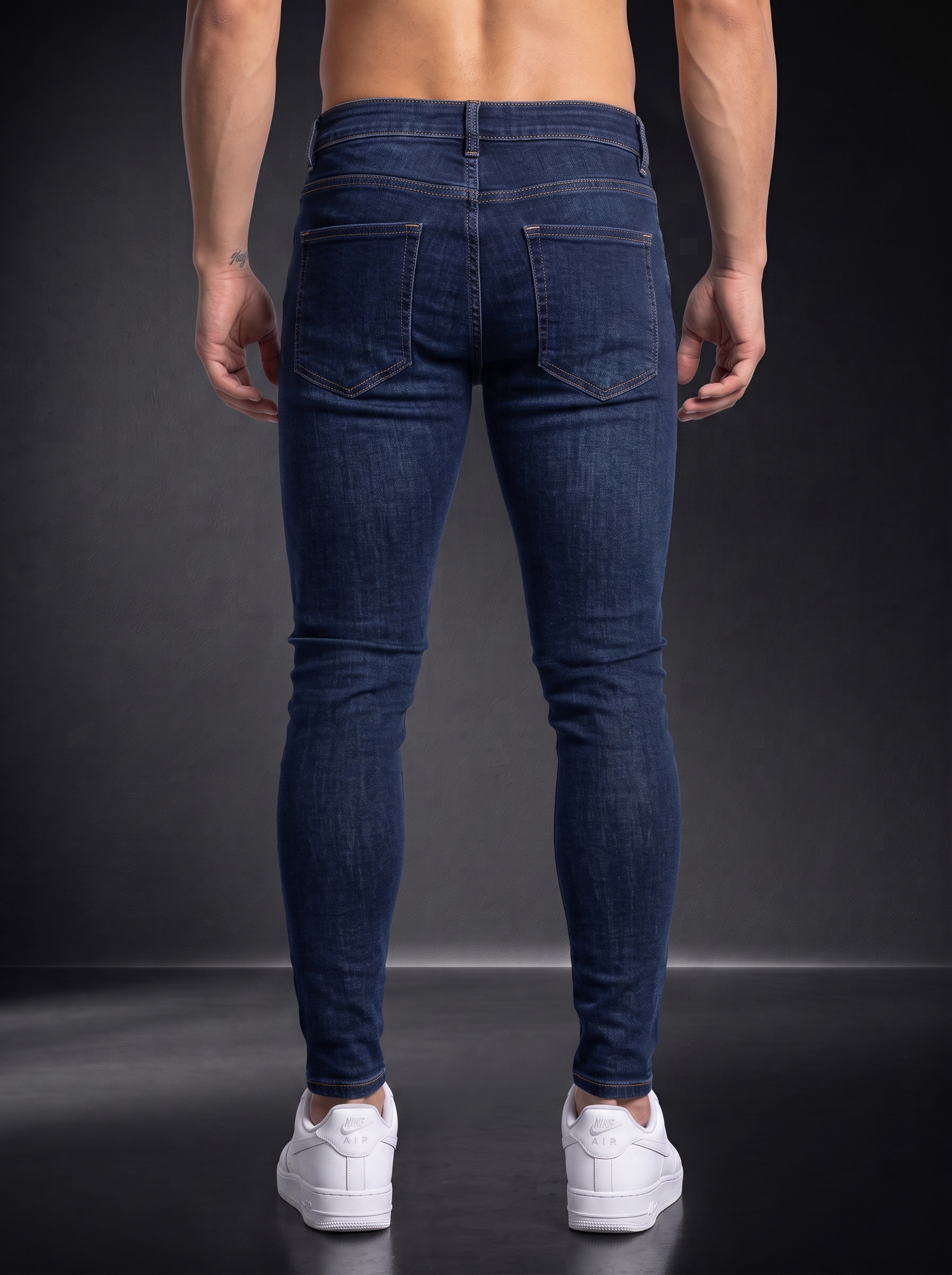 Мъжки изчистени дънки Slim Fit – Тъмен деним - Image 3