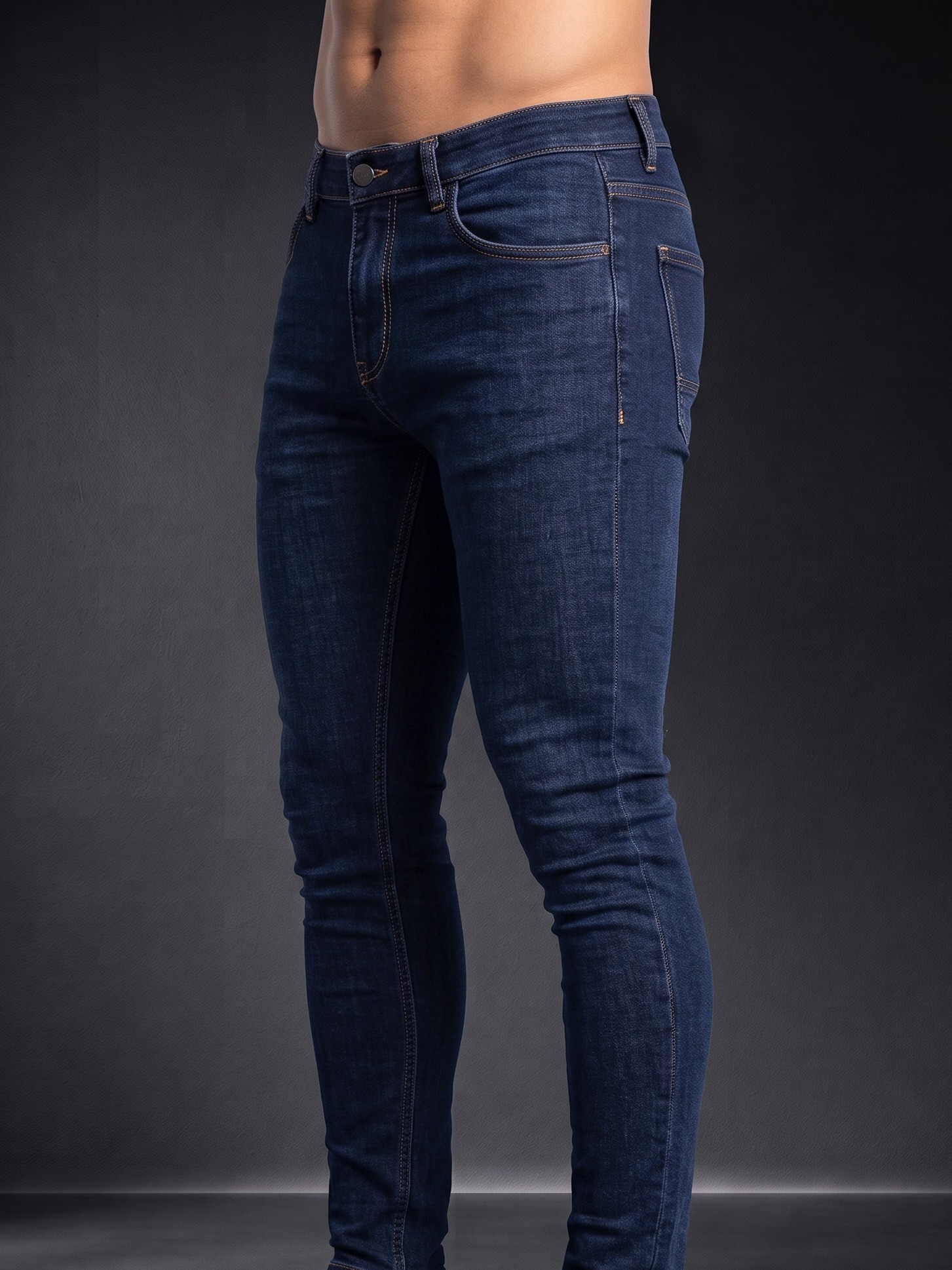 Мъжки изчистени дънки Slim Fit – Тъмен деним - Image 4