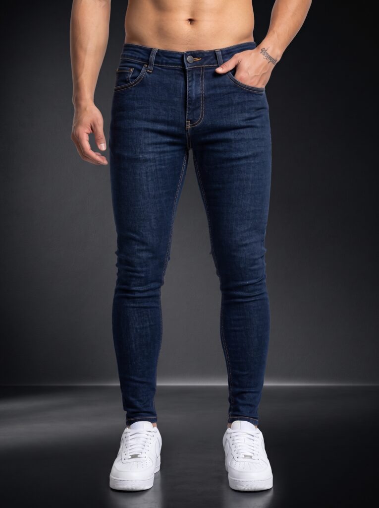 Мъжки изчистени дънки Slim Fit – Тъмен деним
