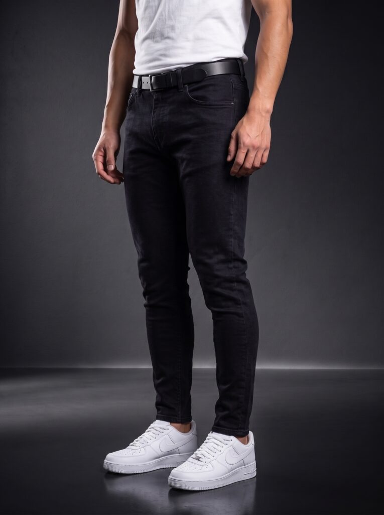 Мъжки изчистени дънки Slim Fit – Черен деним