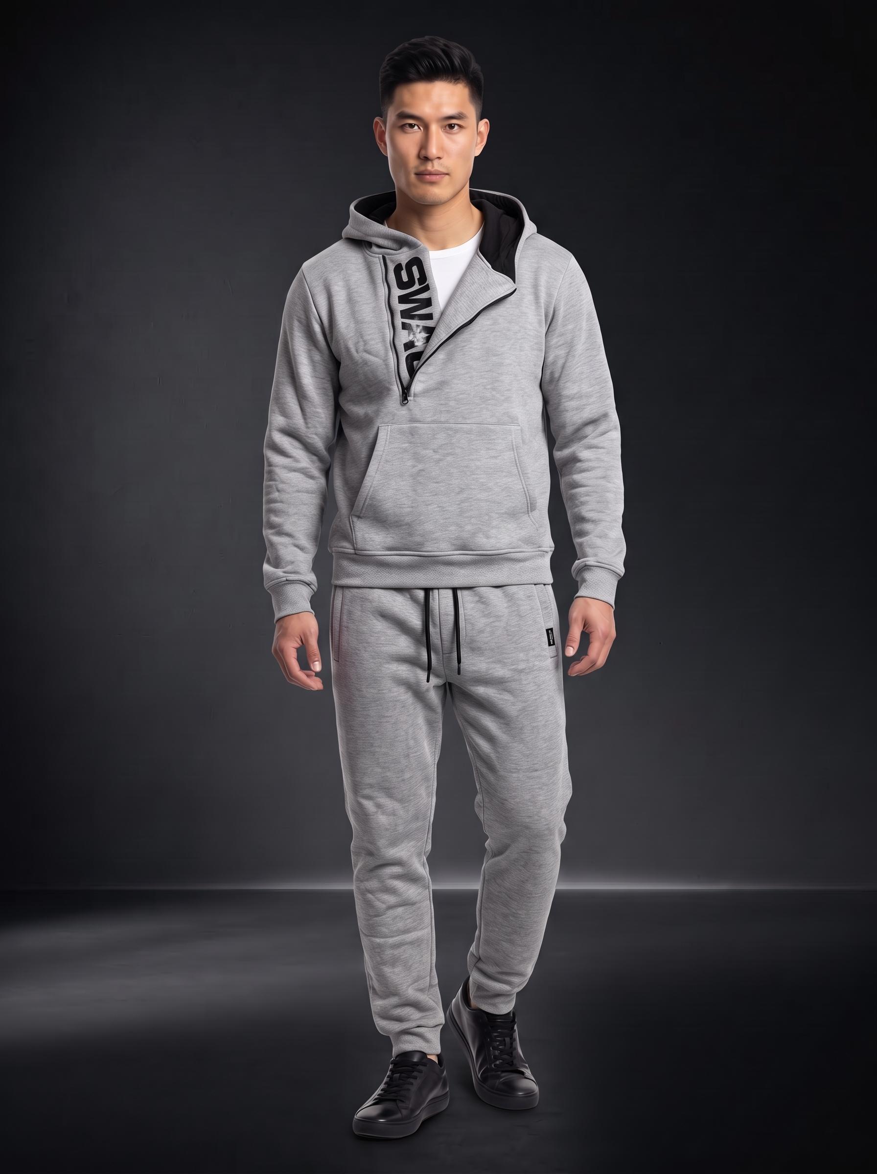 Мъжки спортен екип от две части SWAG – Сив - Image 4