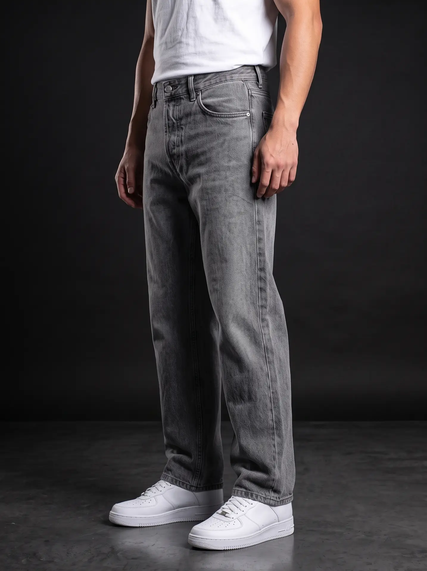 Класически мъжки дънки Loose Fit – Сиви - Image 4