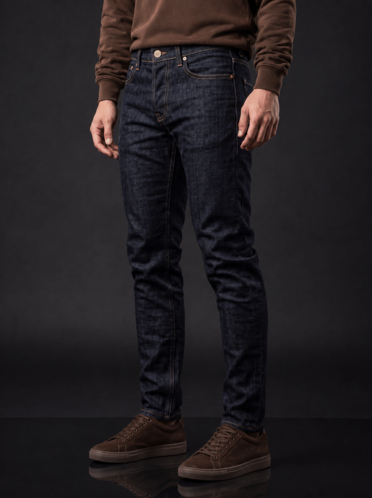 Мъжки изчистени Slim Fit дънки – Тъмносин деним
