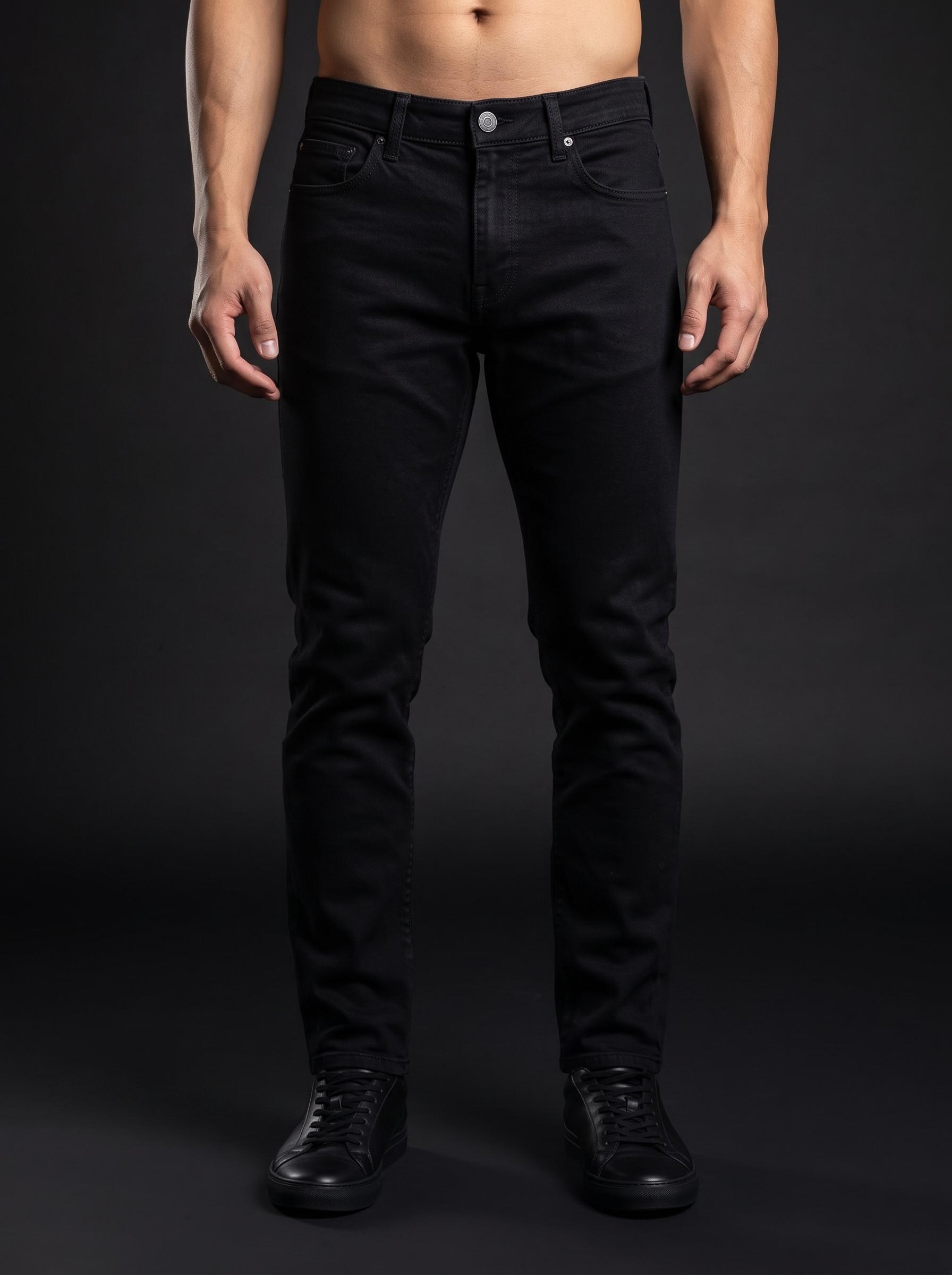 Мъжки класически дънки Slim Fit – Черни - Image 2